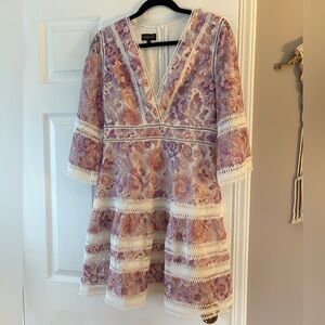 NOBASIC Purple and Cream Lace Midi Dress